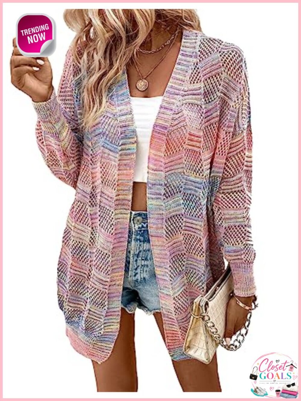 SHENHE Open Front Loose Fit Drop Shoulder Knit Cardigan Sweater